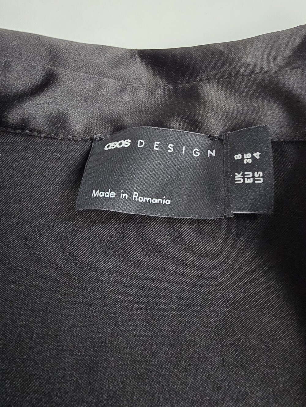 Asos Design Black Satin Shirt Dress Button Up Size 4 - Picture 4 of 5